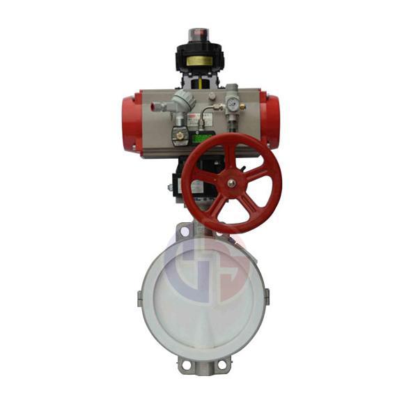 氣動帶手動蝶閥